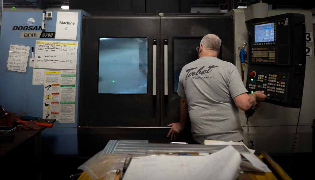 CNC machining center at Tabet Manufacturing